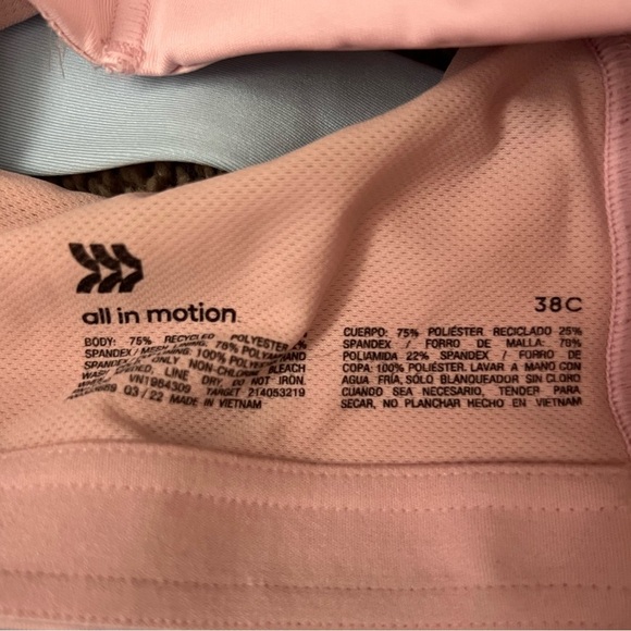Set if 3 38C large all in motion sports athletic bras pink blue purple zip front - Picture 9 of 11